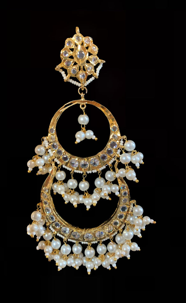 DER196 Sheema Chandbali earrings  - pearls ( READY TO SHIP)