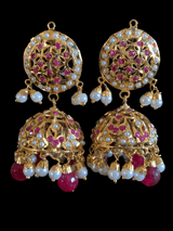 Arya Punjabi Jadau jhumka in rubies  ( SHIPS IN 4 WEEKS )