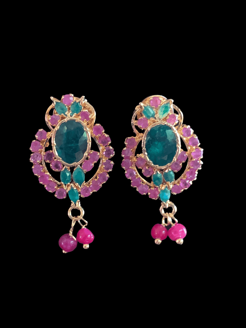 PS34 Ruby emerald pendant set in fresh water pearls ( READY TO SHIP )