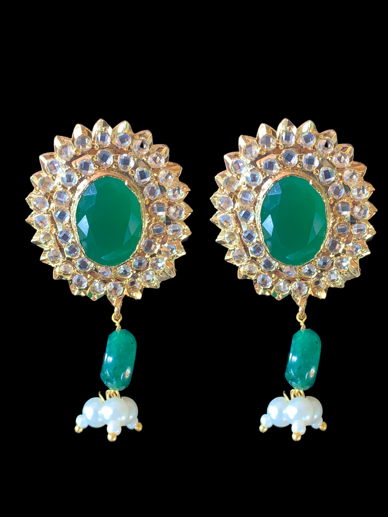 PS418 MEYAM Hyderabadi pendant set in green ( READY TO SHIP)