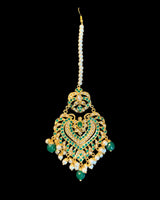 Farwah earrings tika in green / emeralds   ( SHIPS IN 4 WEEKS )