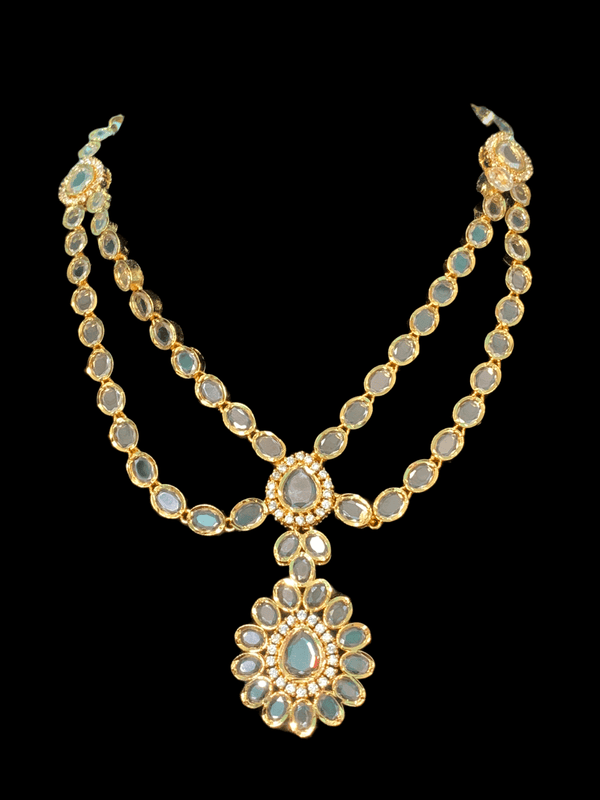 NS343 Farhat gold plated short necklace with earrings ( READY TO SHIP )