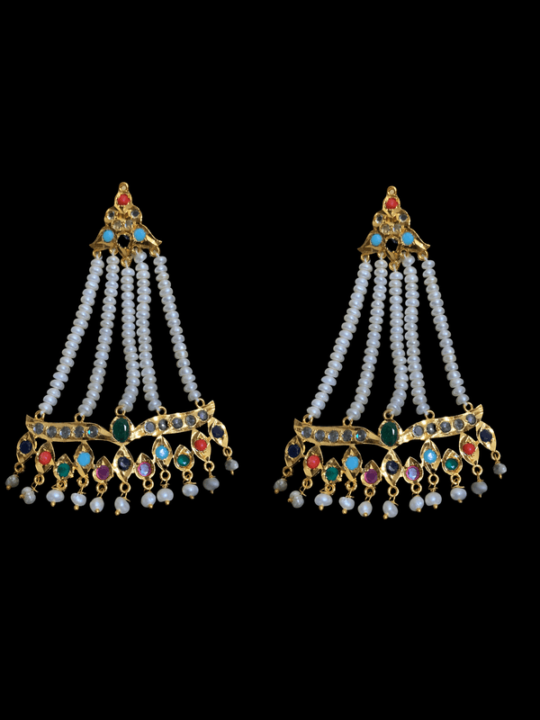 DER74 Hyderabadi jhoomar earrings in fresh water pearls ( READY TO SHIP)