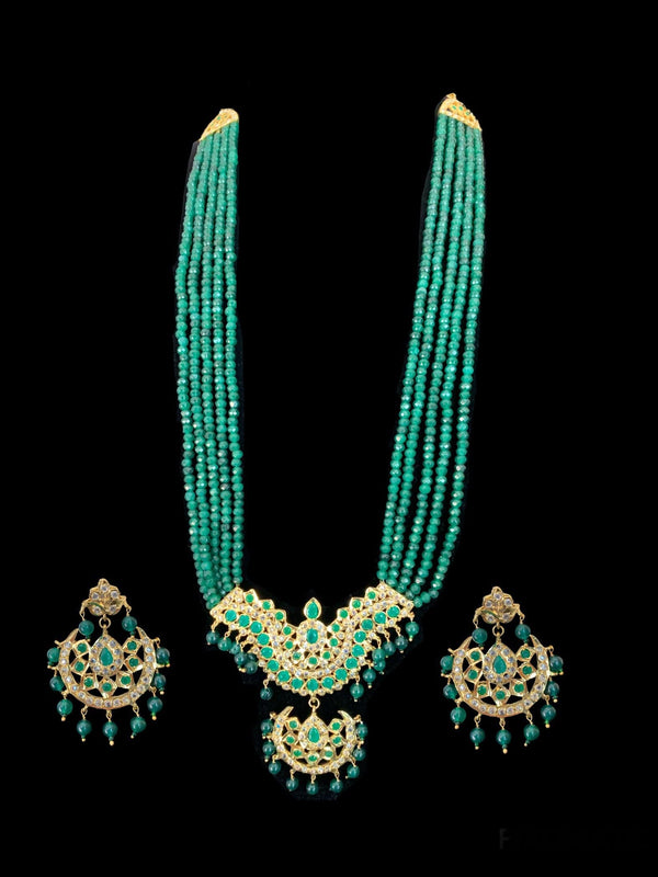 Ramia emerald rani haar with earrings( SHIPS IN 4 WEEKS)