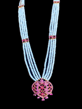 LN157 Ruby with fresh water pearls Rani haar ( READY TO SHIP )