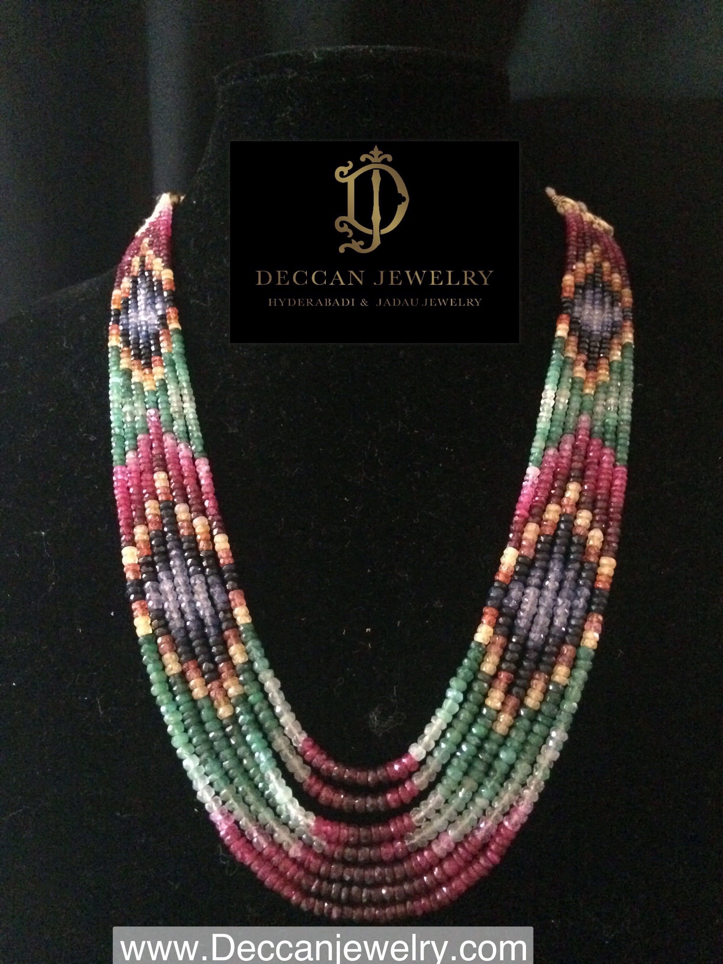 Natural ruby emerald sapphire necklace with earrings (SHIPS IN 4 WEEKS ...