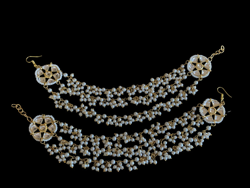 Kundan and pearl ear supports  (READY TO SHIP )