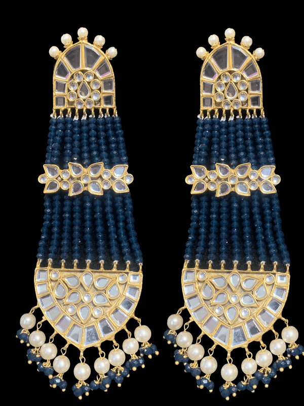 DER296 kundan blue  jhoomar earrings ( SHIPS IN 4 WEEKS )