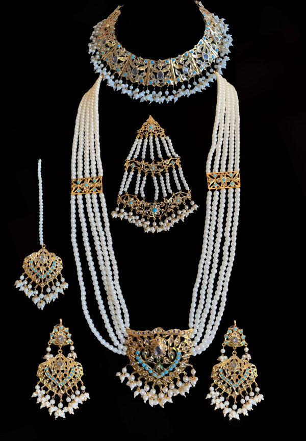 Leah bridal set in turquoise with pearls   ( SHIPS IN 4 WEEKS )