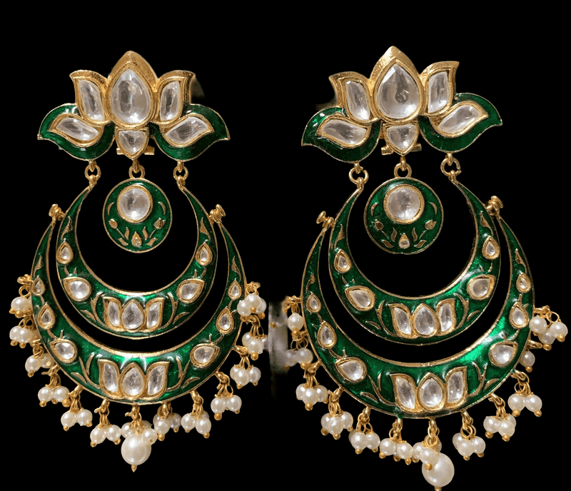 DER233 Komal meenakari polki earrings ( READY TO SHIP)