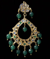 Maria chandbali in green beads  (READY TO SHIP )