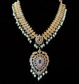 NS205 Ila nizami mango style bridal necklace with earrings in pearls (SHIPS IN 2 WEEKS  )