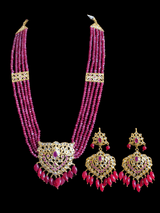 LN109 EKTA Hyderabadi necklace set in ruby beads ( SHIPS IN 4 WEEKS )