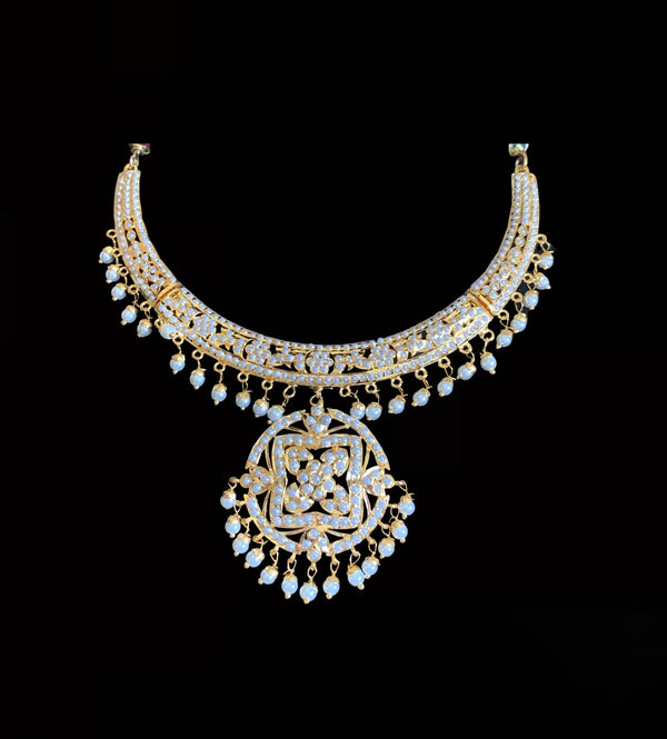 NS188 Ruchika  necklace set in pearls ( READY TO SHIP )