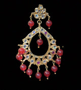 DER270 Maria chandbali in red beads  (READY TO SHIP )