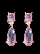 Cz drop earrings rose gold plated - pink    ( READY TO SHIP)
