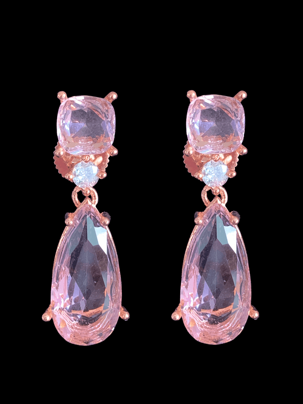 Cz drop earrings rose gold plated - pink    ( READY TO SHIP)