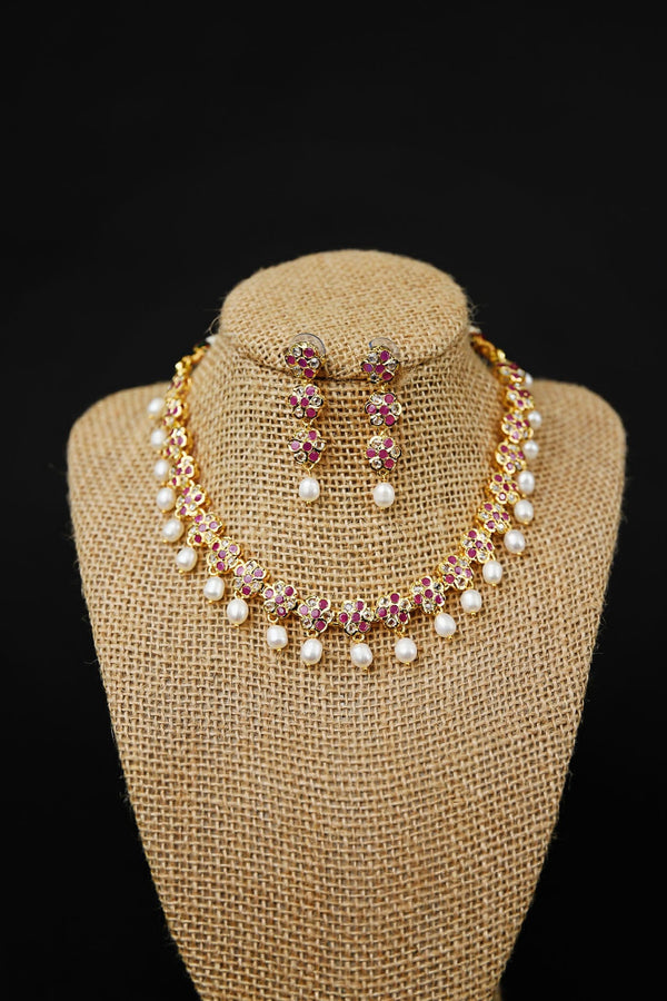 Meenaz fresh water pearl necklace set (SHIPS IN 4 WEEKS  )