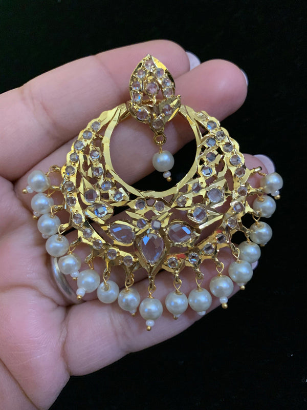 Noor chandbali in shell  pearls (SHIPS IN 4 WEEKS )