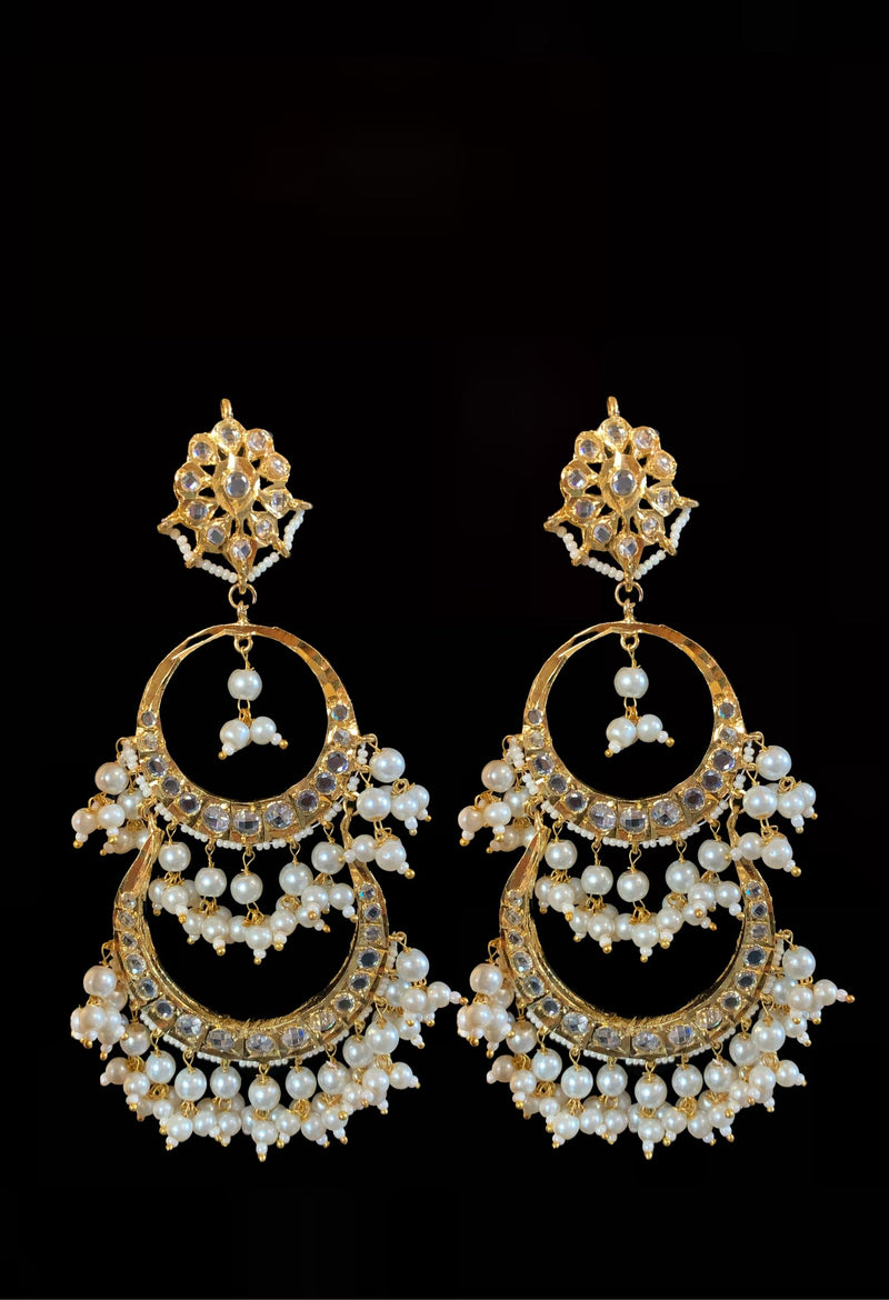 DER196 Sheema Chandbali earrings  - pearls ( READY TO SHIP)