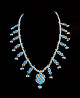 NS218 feroza kali necklace with natural turquoise and fresh water pearls (SHIPS IN 4 WEEKS  )