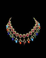 NS97 Pranila navratan hyderabadi necklace set ( SHIPS IN 4 WEEKS  )