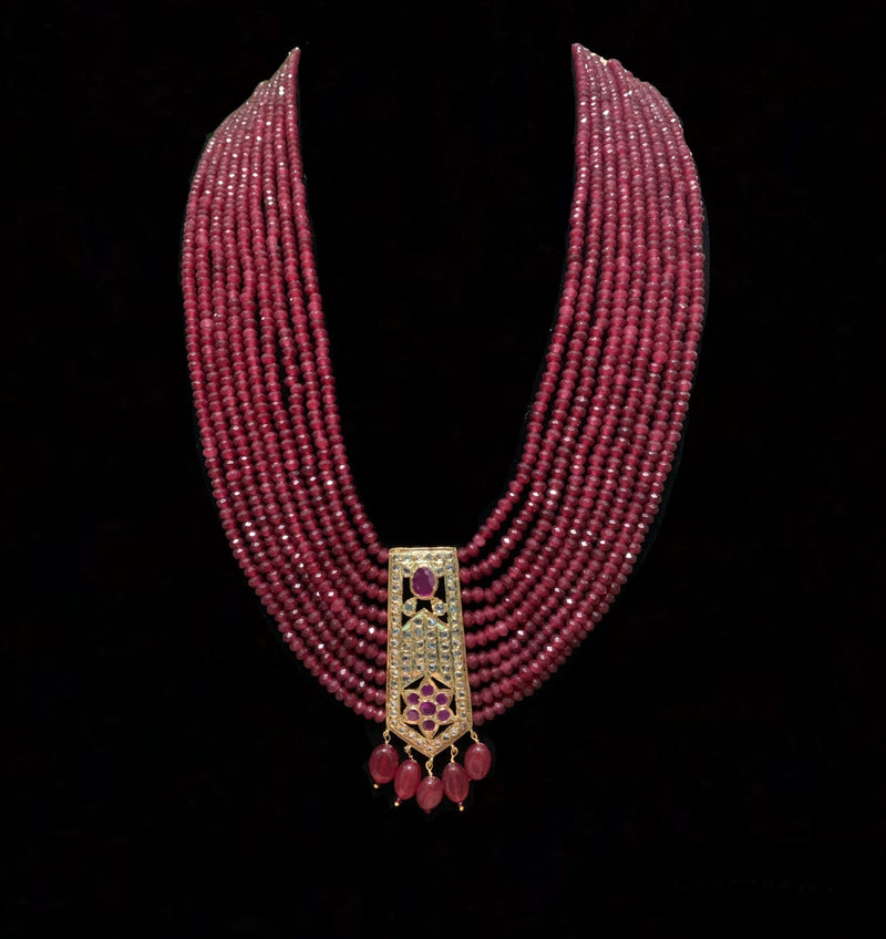 Indu long ruby  beads haar (SHIPS IN 4 WEEKS )