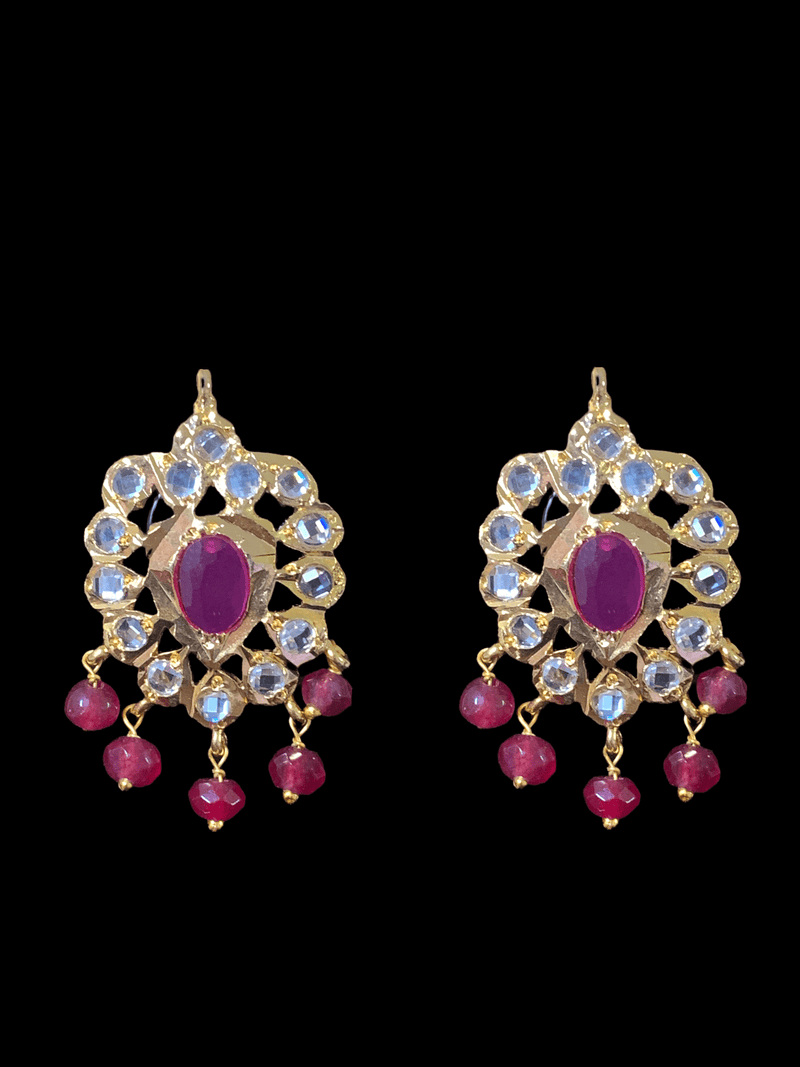 NS213 Meeraj necklace set ( red / ruby  ) ( READY TO SHIP )