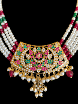 NS326 Ava short necklace set in ruby emerald  ( READY TO SHIP )