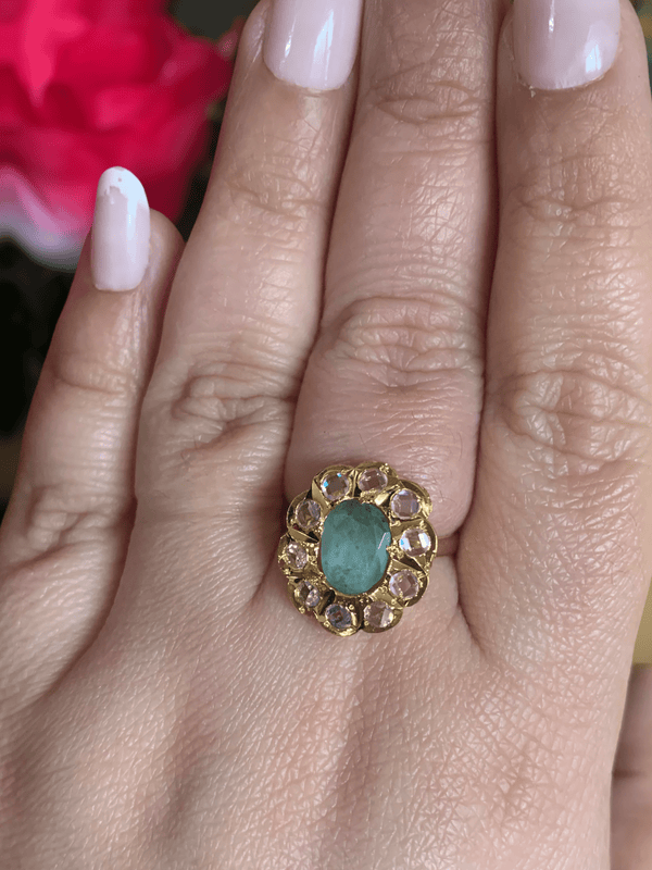 R35 Hyderabadi emerald   ring ( SHIPS IN 4 WEEKS )