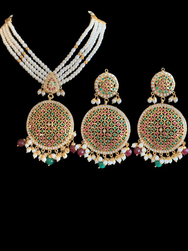 NS245 Muniza neckalce set in ruby emerald  (READY TO SHIP)