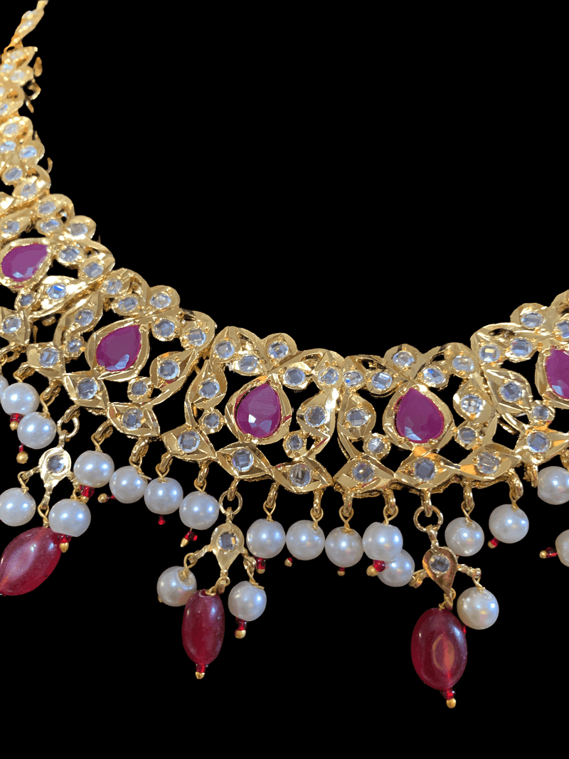 NS25 Smitha necklace set  in rubies (READY TO SHIP )