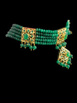 C204 Anushay choker set in green beads ( SHIPS IN 4 WEEKS )