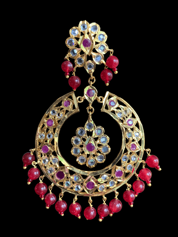 DER172 Reeba chandbali in rubies ( READY TO SHIP )