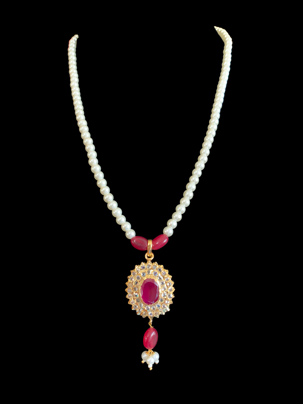 PS419 MEYAM Hyderabadi pendant set in ruby ( READY TO SHIP)