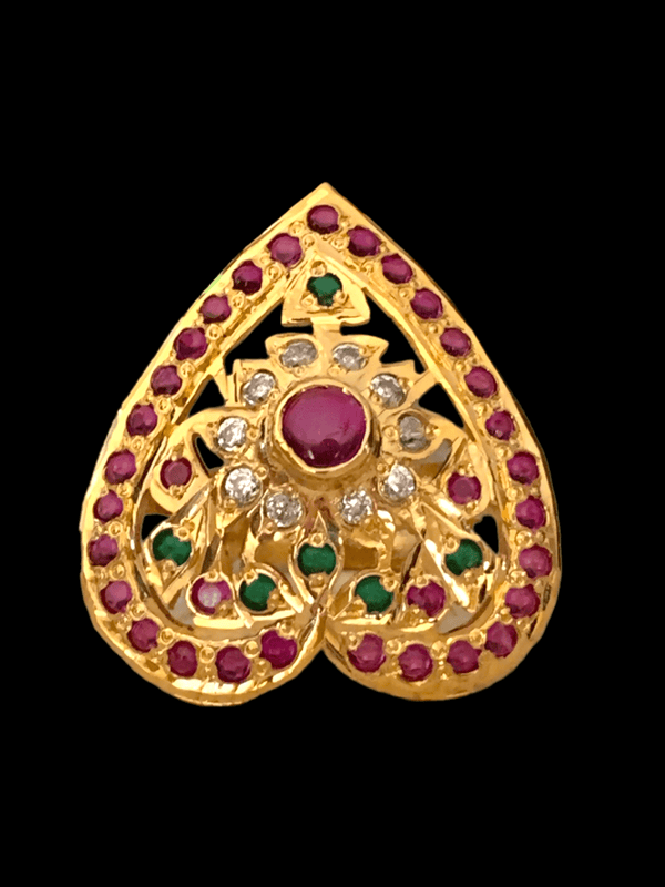 Ruby emerald gold plated silver ring