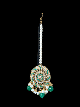 DJET17 Raabya punjabi Jadau earrings tika(emerald ) ( READY TO SHIP)