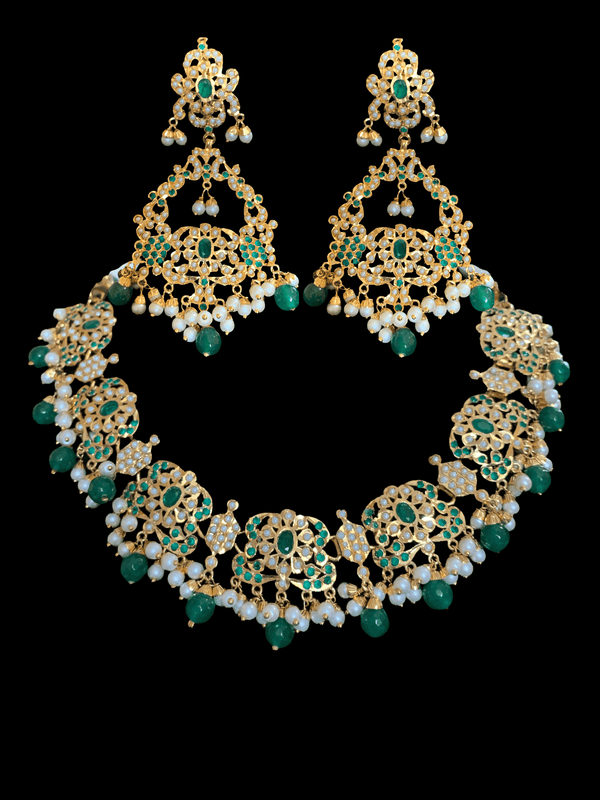 NS75 Niyati necklace set in green   ( SHIPS IN 4 WEEKS  )