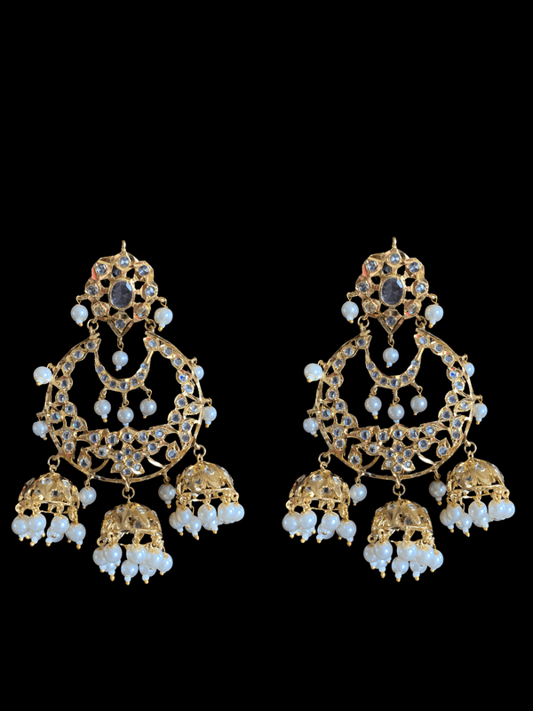 DER232 Heba Chandbali jhumka - pearls ( READY TO SHIP )