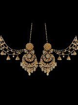 DER23 Oversized  kundan Chandbali earrings in pearls ( SHIPS IN 4 WEEKS )