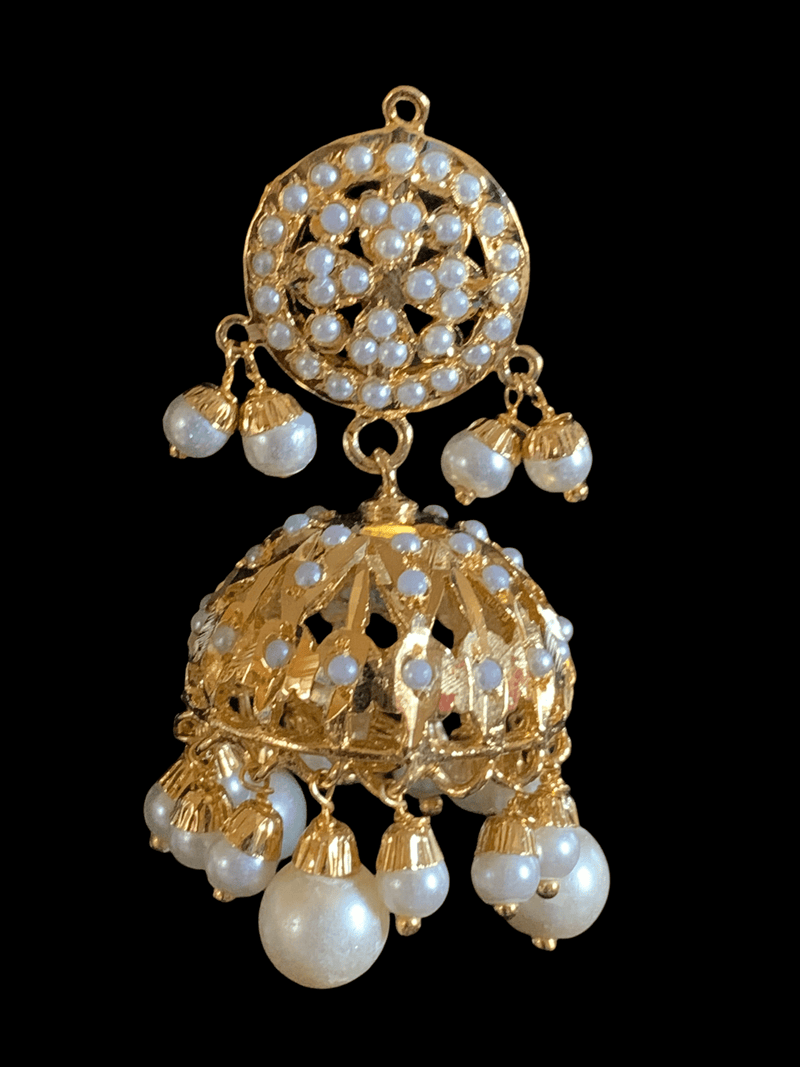 Hira jhumka in pearls ( READY TO SHIP)