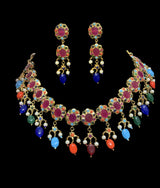 NS97 Pranila navratan hyderabadi necklace set ( SHIPS IN 4 WEEKS  )