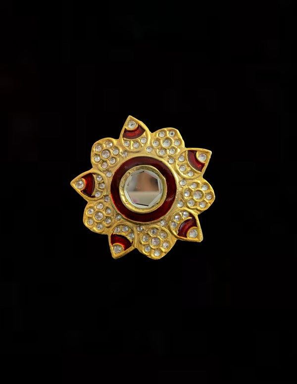 R23 Dua arsi with meenakari ring - red  ( READY TO SHIP )