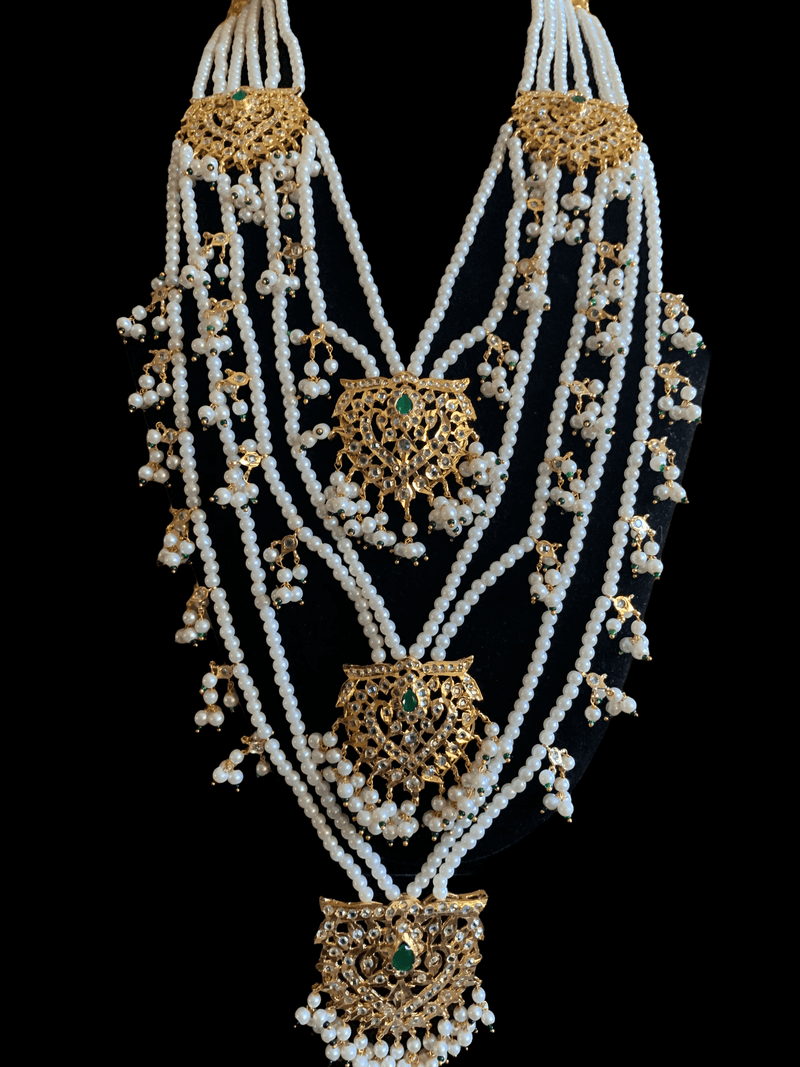 SAT62 Maahi bridal Hyderabadi three layered necklace with earrings ( READY TO SHIP )