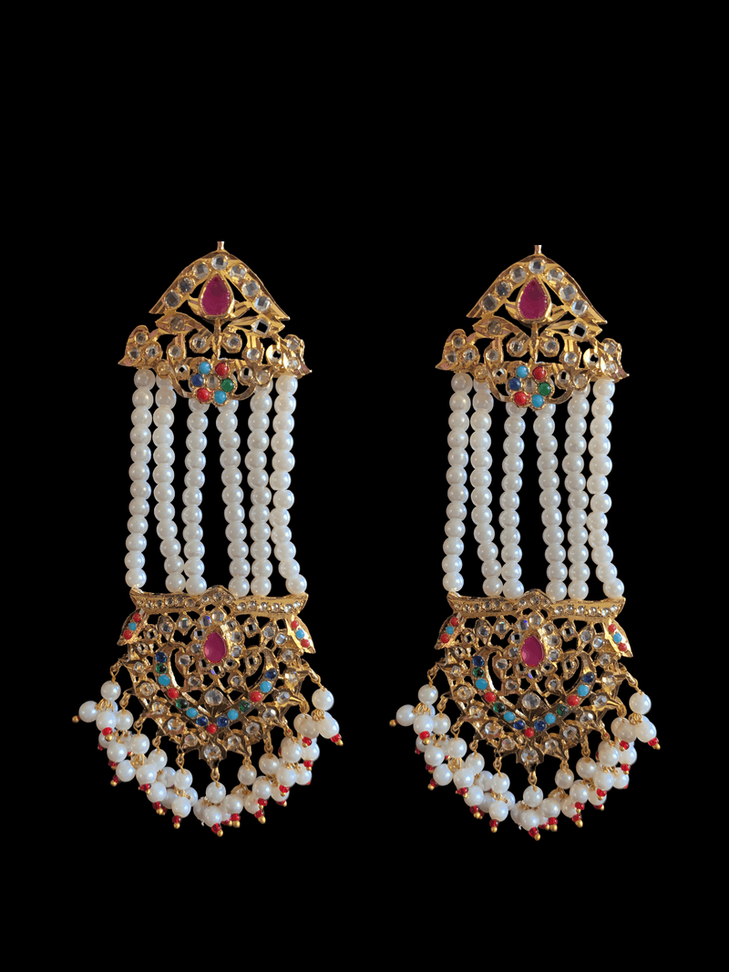 SAT60 Maahi bridal Hyderabadi three layered necklace with earrings ( READY TO SHIP )