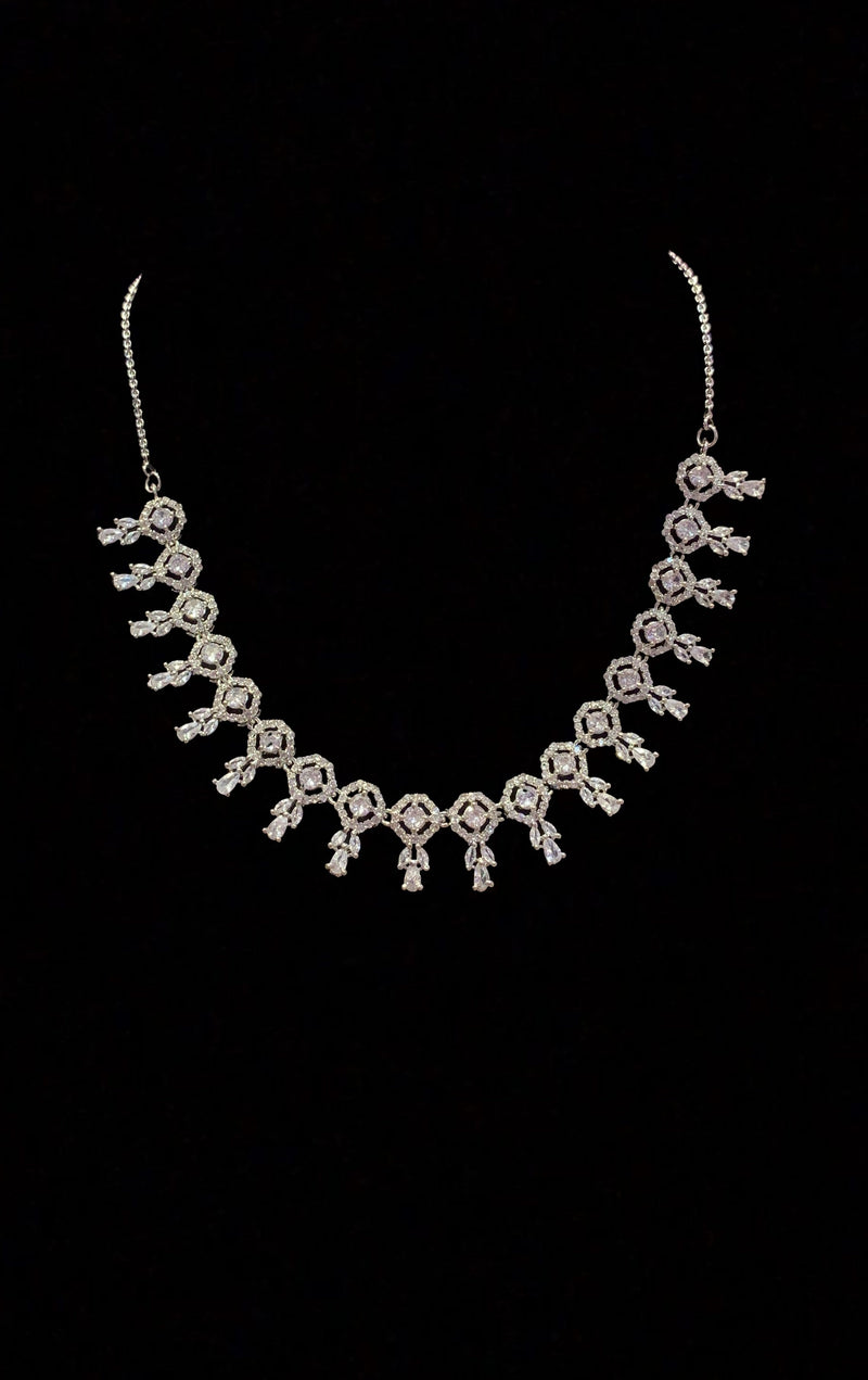Mansi cz necklace set in silver plating ( READY TO SHIP  )