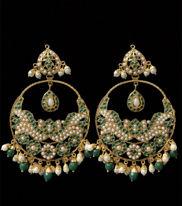 Roma  oversized chandbali earrings ( green    ) READY TO SHIP