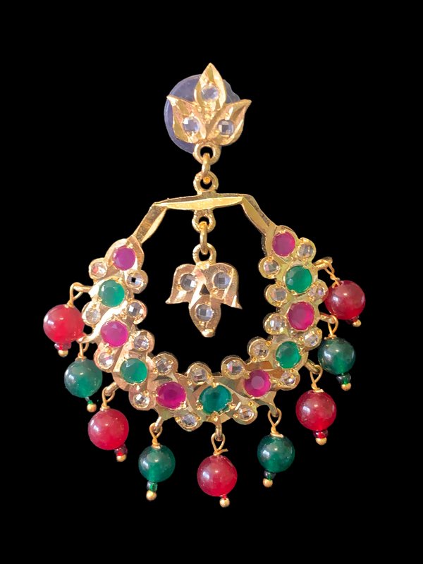 DER376 Minha Chandbali - Ruby  green ( READY TO SHIP )