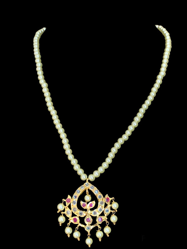 PS484 Diana ruby Hyderabad pendant set with Chandbali( READY TO SHIP)