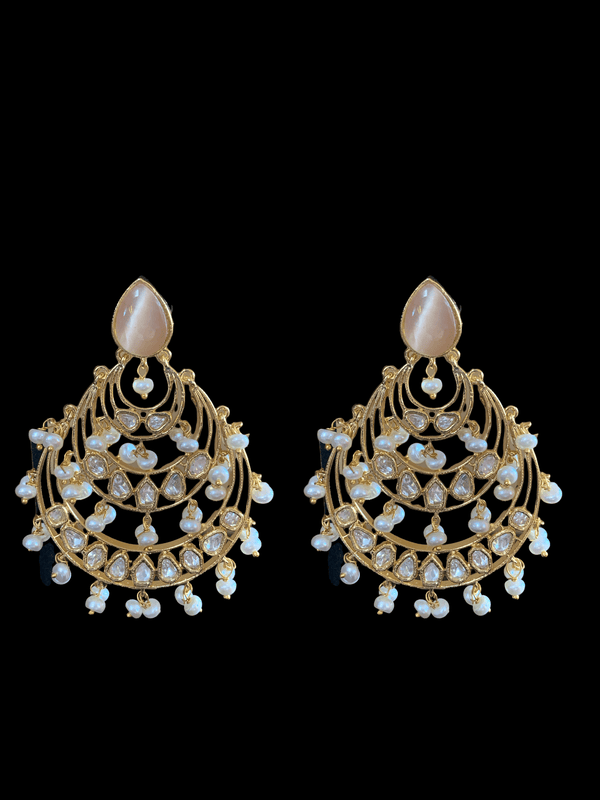 DER68 Tahira cz earrings in fresh water pearls- ( READY TO SHIP)